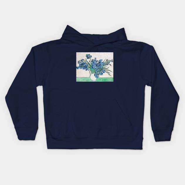 Vase with Irises by Vincent van Gogh Kids Hoodie by MasterpieceCafe